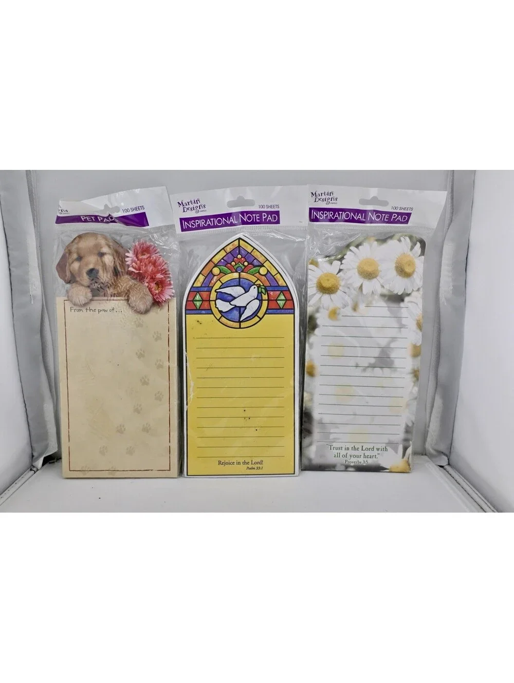 3 Pc 2002 Martin Designs Die Cut Lined Notepads-NEW